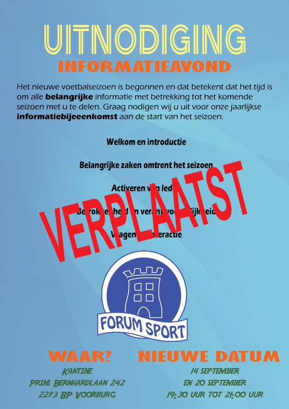 Informatieavond verplaatst!