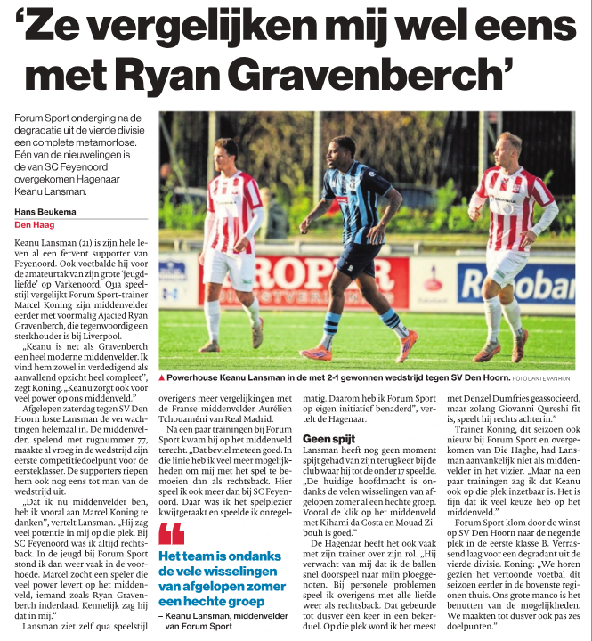 Een leuk stukje over Keanu Lansman in het AD.