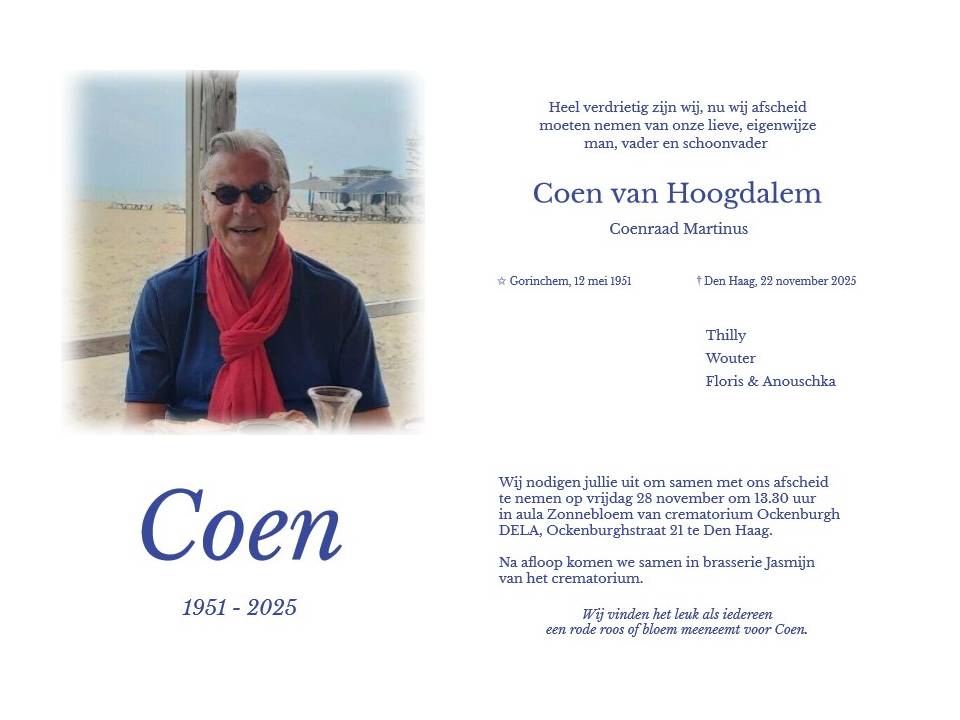 In memoriam Coen van Hoogdalem