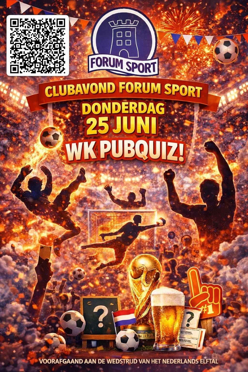 Donderdag 25 juni pubquiz en Nederlands elftal