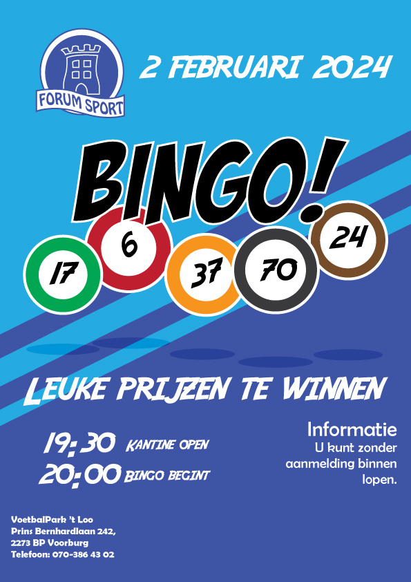 Eerste Bingo in het nieuwe jaar.