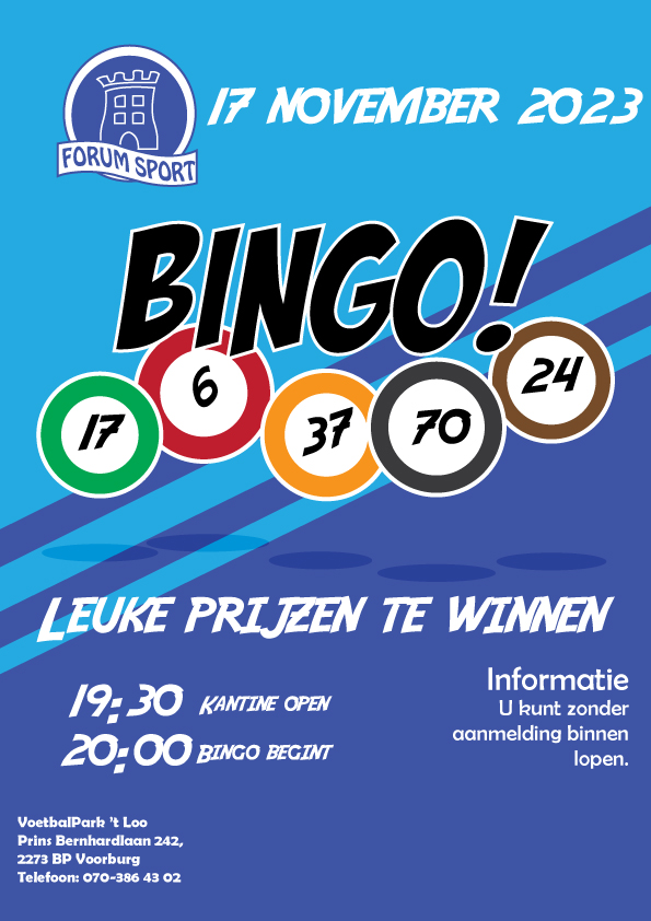 Er is  in november weer een BINGO gepland.